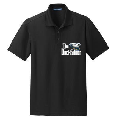 The Dockfather Funny Boating Fishing Boat Dad Captain Boater Dry Zone Grid Polo