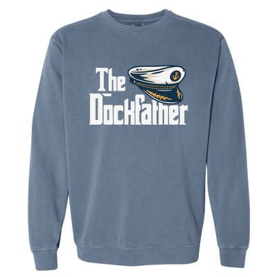 The Dockfather Funny Boating Fishing Boat Dad Captain Boater Garment-Dyed Sweatshirt