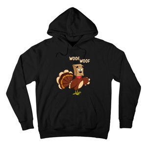 Thanksgiving Dog Funny Fake Dog Woof Thanksgiving Turkey Hoodie