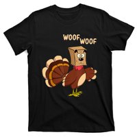 Thanksgiving Dog Funny Fake Dog Woof Thanksgiving Turkey T-Shirt