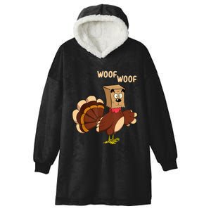 Thanksgiving Dog Funny Fake Dog Woof Thanksgiving Turkey Hooded Wearable Blanket