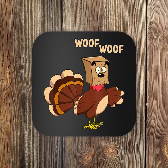 Thanksgiving Dog Funny Fake Dog Woof Thanksgiving Turkey Coaster