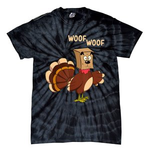 Thanksgiving Dog Funny Fake Dog Woof Thanksgiving Turkey Tie-Dye T-Shirt