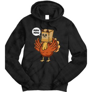 Thanksgiving Day Fake Cat Turkey Meow Tie Dye Hoodie