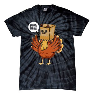 Thanksgiving Day Fake Cat Turkey Meow Tie-Dye T-Shirt