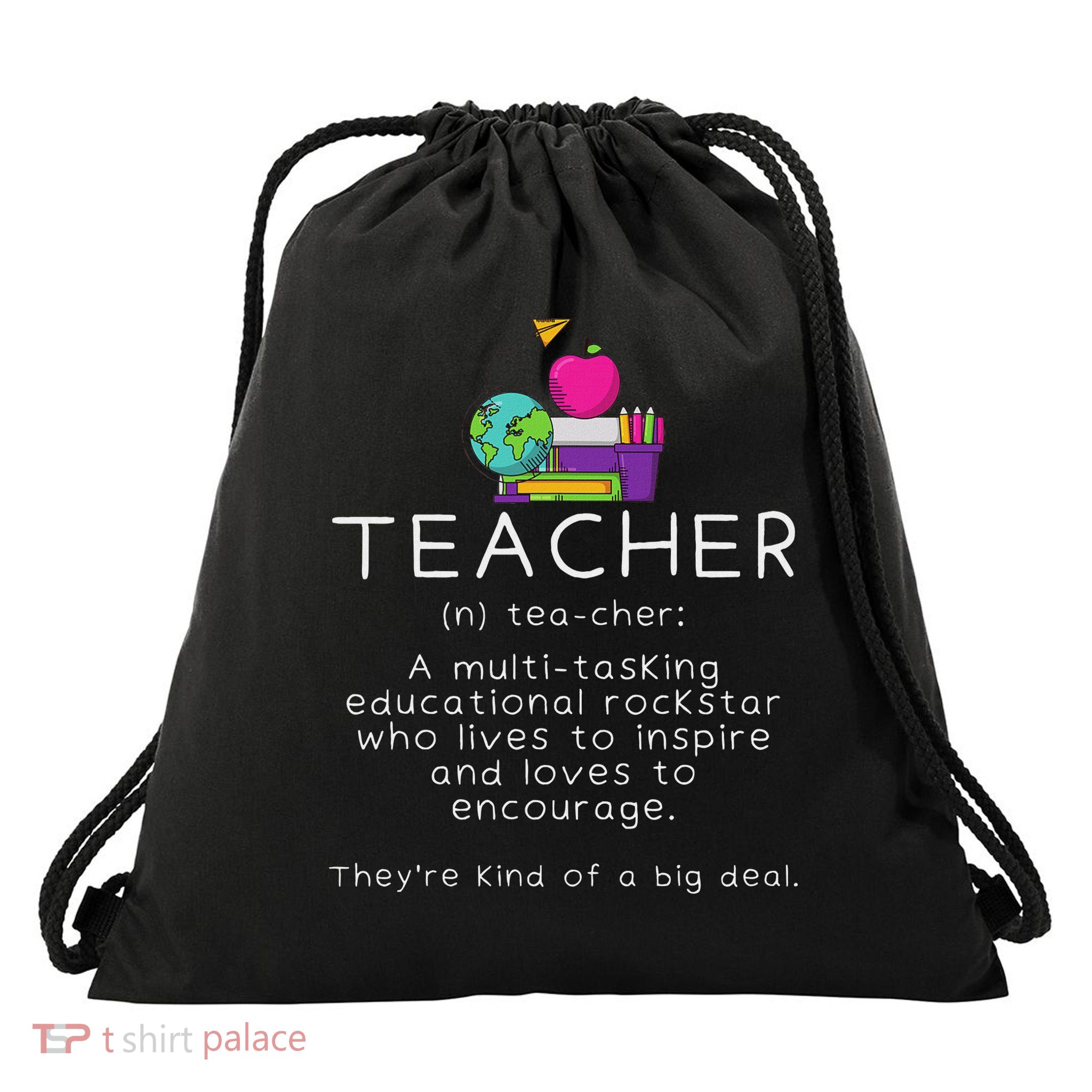 Teacher Definition Funny Teaching School Teacher Drawstring Bag