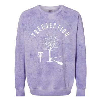 Treejection Disc Golf Funny Sports Tree Disc Golf Player Colorblast Crewneck Sweatshirt