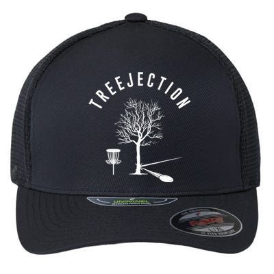 Treejection Disc Golf Funny Sports Tree Disc Golf Player Flexfit Unipanel Trucker Cap