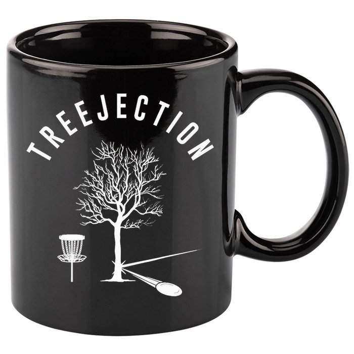 Treejection Disc Golf Funny Sports Tree Disc Golf Player 11oz C Handle Ceramic Mug