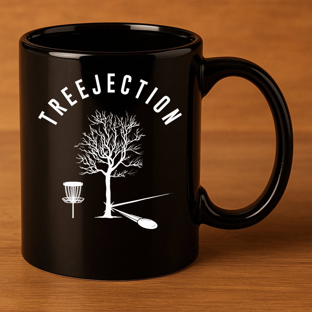 Treejection Disc Golf Funny Sports Tree Disc Golf Player 11oz C Handle Ceramic Mug