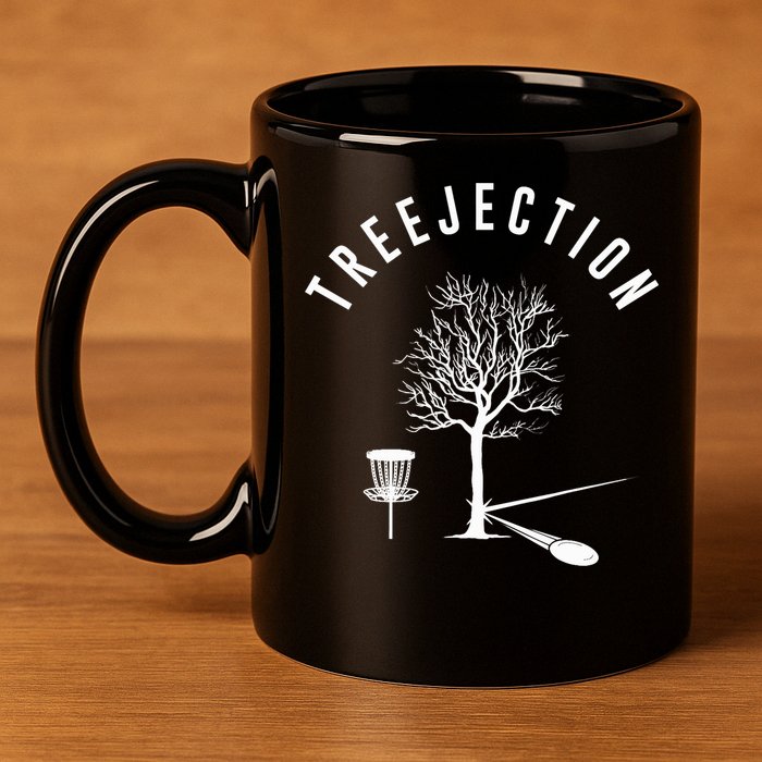 Treejection Disc Golf Funny Sports Tree Disc Golf Player 11oz C Handle Ceramic Mug