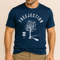Treejection Disc Golf Funny Sports Tree Disc Golf Player Cooling Performance Crew T-Shirt