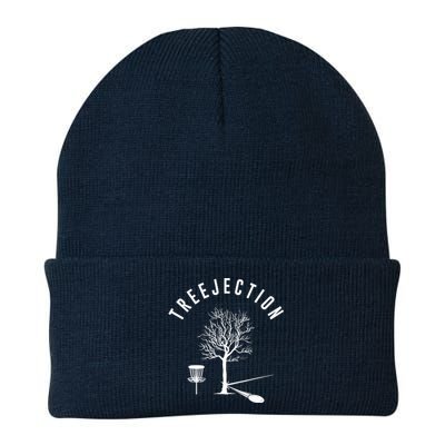 Treejection Disc Golf Funny Sports Tree Disc Golf Player Knit Cap Winter Beanie