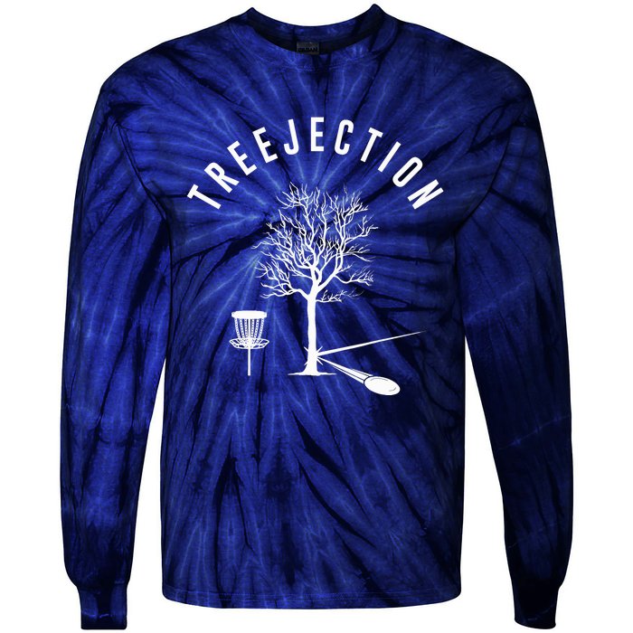 Treejection Disc Golf Funny Sports Tree Disc Golf Player Tie-Dye Long Sleeve Shirt