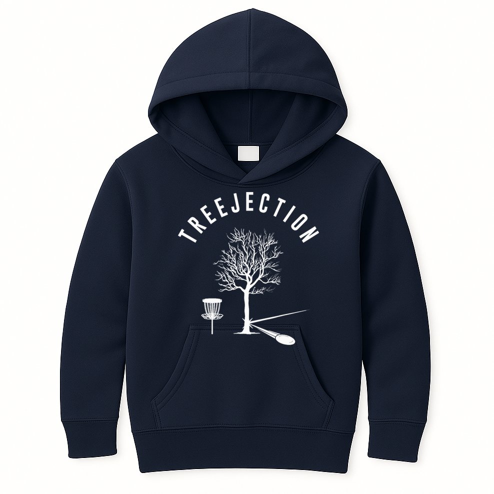 Treejection Disc Golf Funny Sports Tree Disc Golf Player Kids Hoodie