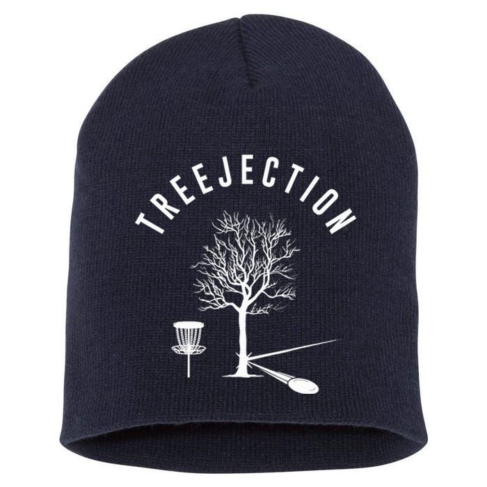 Treejection Disc Golf Funny Sports Tree Disc Golf Player Short Acrylic Beanie