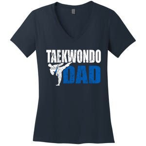 Taekwondo Dad Gift Idea Funny Fan Taekwondo Costume Women's V-Neck T-Shirt