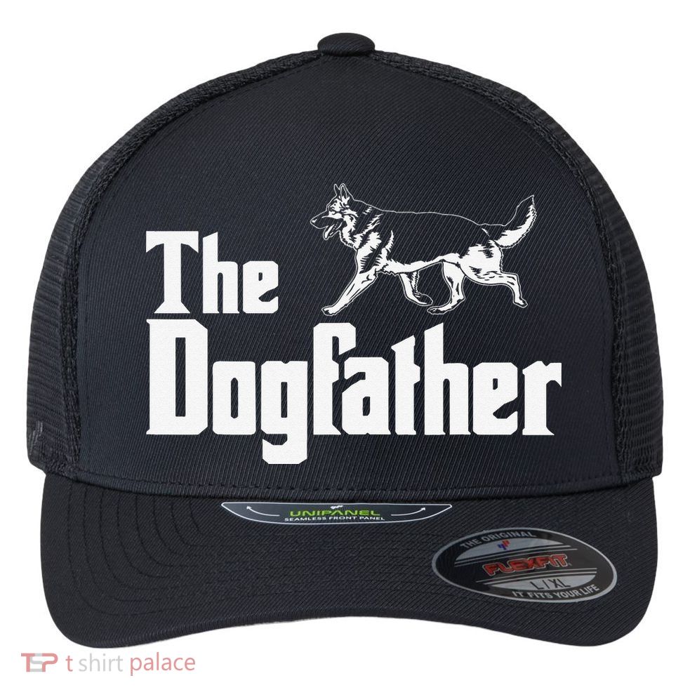 The Dogfather German Shepherd Funny Gift Flexfit Unipanel Trucker Cap