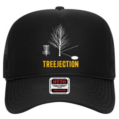 Treejection Disc Golf Disc Golfing Disc Golfer Gift High Crown Mesh Back Trucker Hat