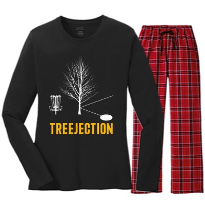 Treejection Disc Golf Disc Golfing Disc Golfer Gift Women's Long Sleeve Flannel Pajama Set 