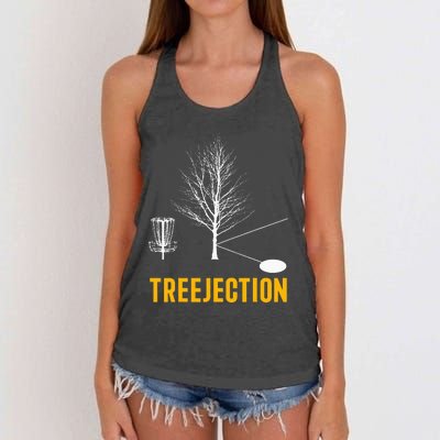 Treejection Disc Golf Disc Golfing Disc Golfer Gift Women's Knotted Racerback Tank