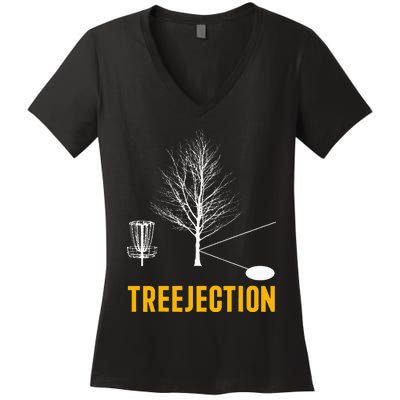 Treejection Disc Golf Disc Golfing Disc Golfer Gift Women's V-Neck T-Shirt