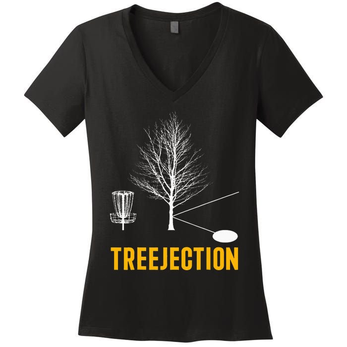 Treejection Disc Golf Disc Golfing Disc Golfer Gift Women's V-Neck T-Shirt