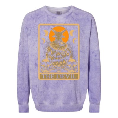 The Devil Gothic Tarot Card Reading Fortune Telling Occult Colorblast Crewneck Sweatshirt