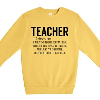 Teacher Definition Gift Teacher Appreciation Gift Premium Crewneck Sweatshirt