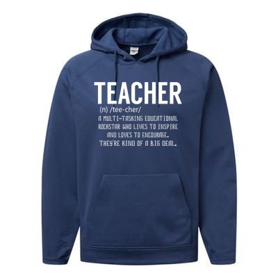 Teacher Definition Gift Teacher Appreciation Gift Performance Fleece Hoodie