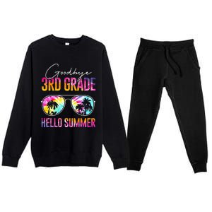 Tie Dye Goodbye 3rd Grade Hello Summer Last Day Of School Premium Crewneck Sweatsuit Set