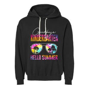 Tie Dye Goodbye Kindergarten Hello Summer Last Day Of School Garment-Dyed Fleece Hoodie