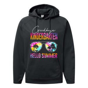 Tie Dye Goodbye Kindergarten Hello Summer Last Day Of School Performance Fleece Hoodie