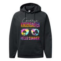 Tie Dye Goodbye Kindergarten Hello Summer Last Day Of School Performance Fleece Hoodie