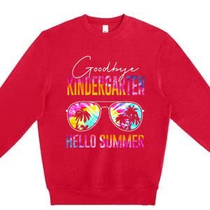 Tie Dye Goodbye Kindergarten Hello Summer Last Day Of School Premium Crewneck Sweatshirt