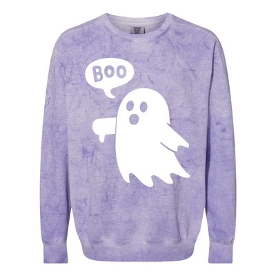 Thumbs Down Ghost Screaming Boo Disapproval Ghost Halloween Gift Colorblast Crewneck Sweatshirt