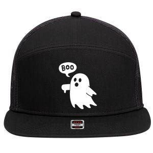 Thumbs Down Ghost Screaming Boo Disapproval Ghost Halloween Gift 7 Panel Mesh Trucker Snapback Hat