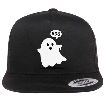 Thumbs Down Ghost Screaming Boo Disapproval Ghost Halloween Flatbill Hat