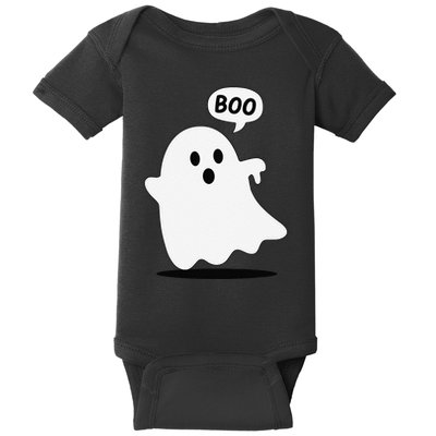Thumbs Down Ghost Screaming Boo Disapproval Ghost Halloween Baby Bodysuit