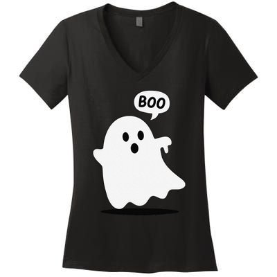 Thumbs Down Ghost Screaming Boo Disapproval Ghost Halloween Women's V-Neck T-Shirt