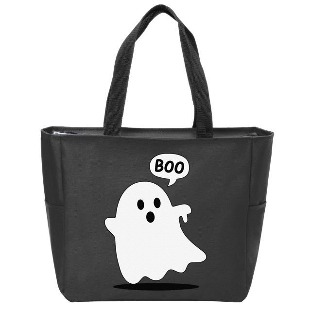 Thumbs Down Ghost Screaming Boo Disapproval Ghost Halloween Zip Tote Bag