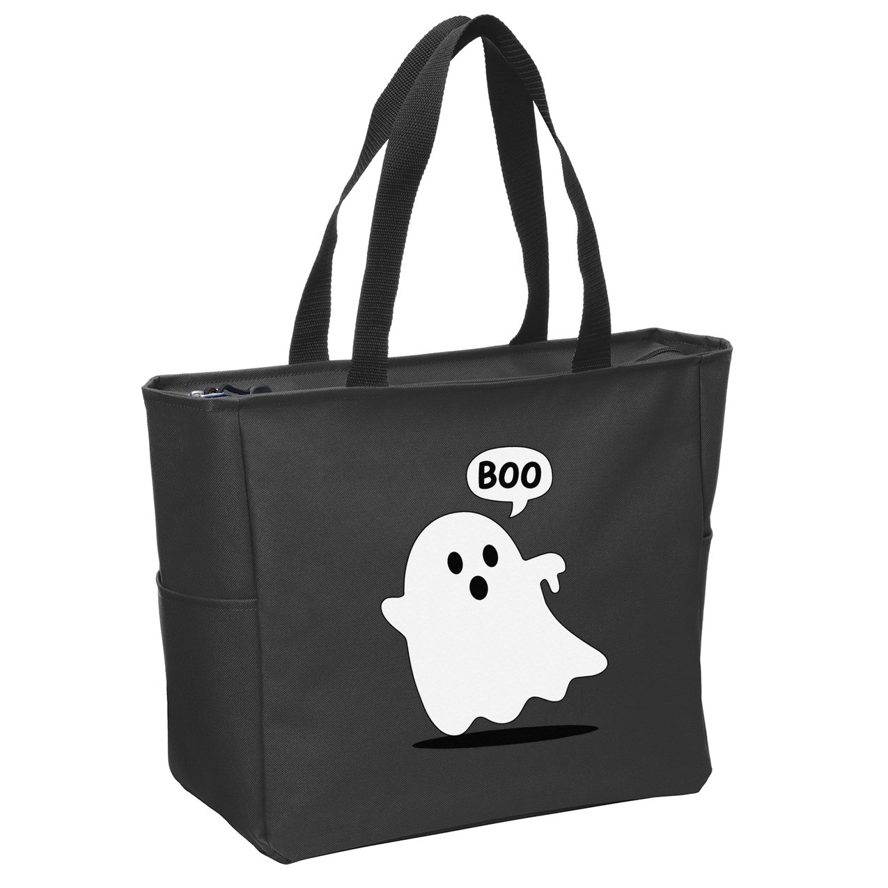 Thumbs Down Ghost Screaming Boo Disapproval Ghost Halloween Zip Tote Bag