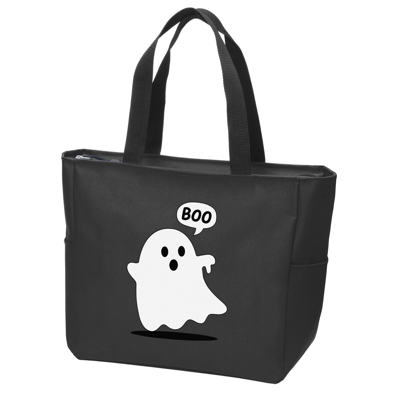 Thumbs Down Ghost Screaming Boo Disapproval Ghost Halloween Zip Tote Bag