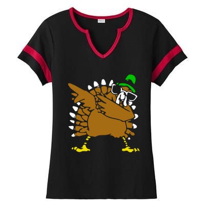 Turkey Day Gift Funny Dabbing Turkey Thanksgiving Day Gift Ladies Halftime Notch Neck Tee