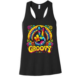 Tie Dye Groovy Peace Sign Hippie Women's Racerback Tank