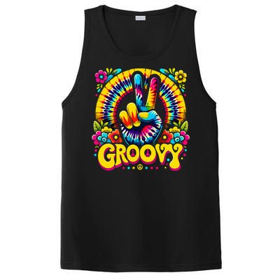 Tie Dye Groovy Peace Sign Hippie PosiCharge Competitor Tank