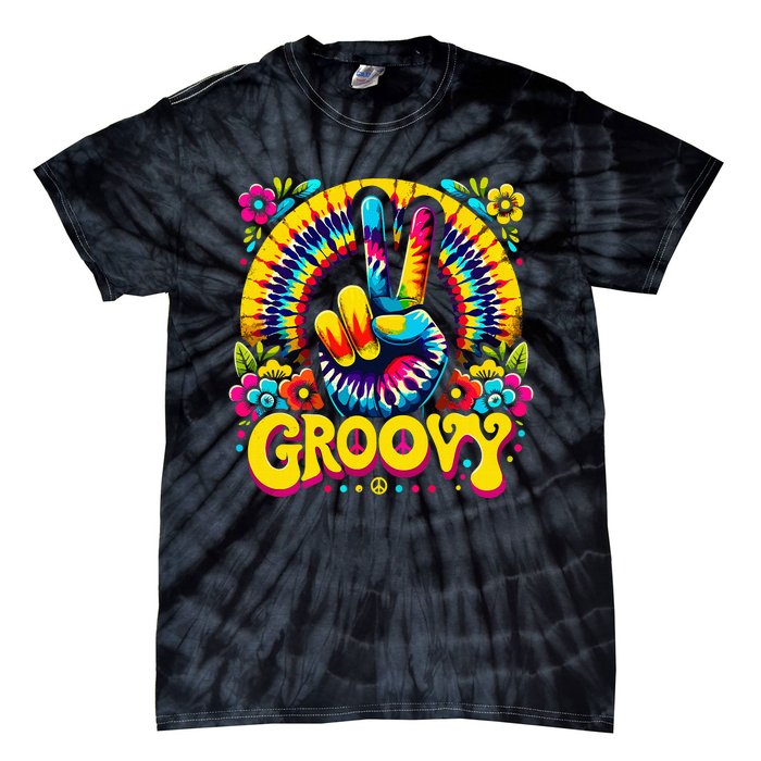 Tie Dye Groovy Peace Sign Hippie Tie-Dye T-Shirt