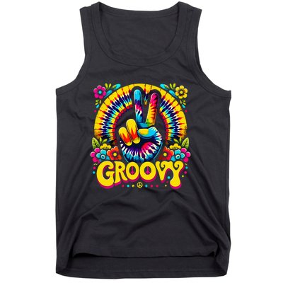 Tie Dye Groovy Peace Sign Hippie Tank Top