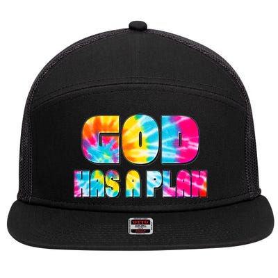 Tie Dye God Has A Plan 7 Panel Mesh Trucker Snapback Hat