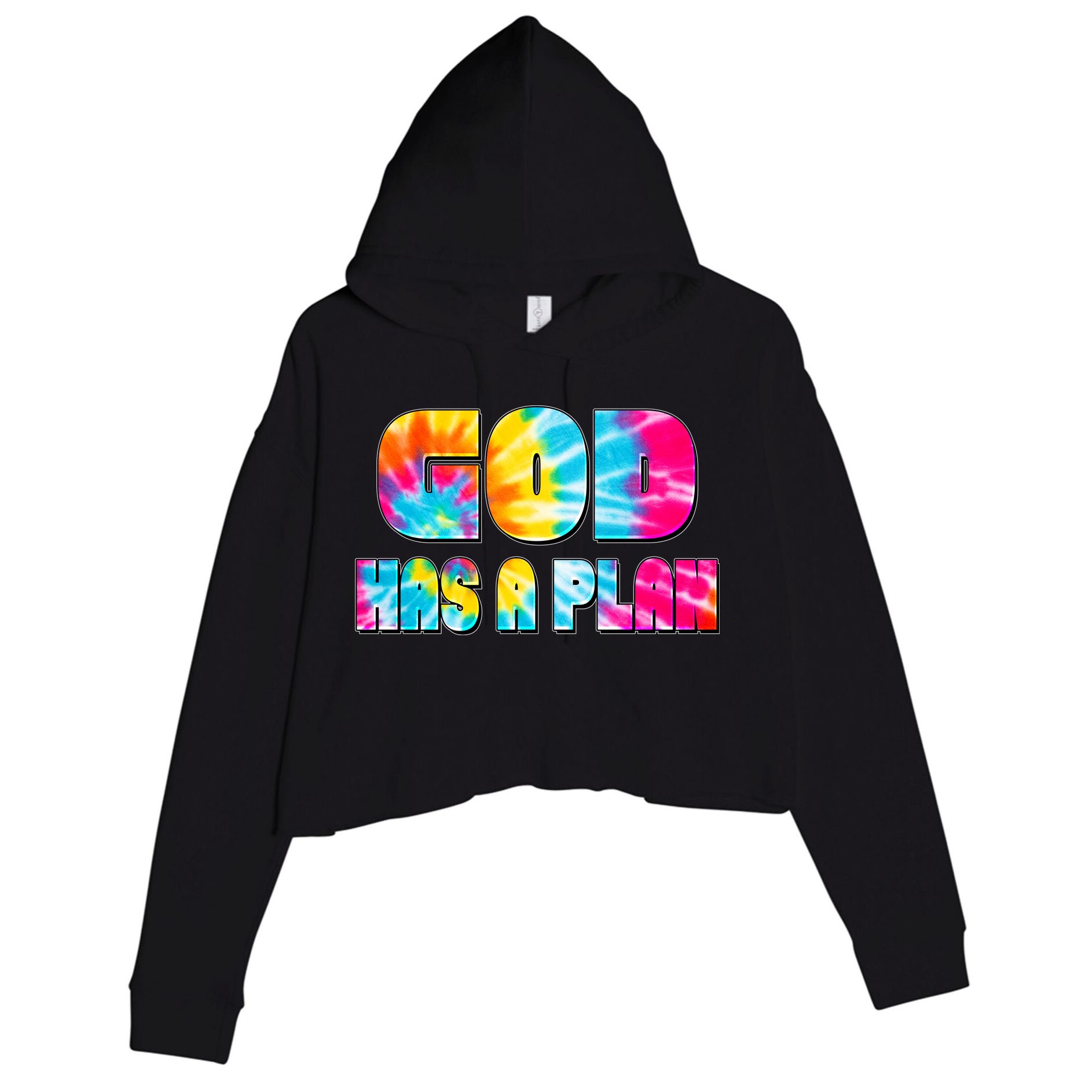 Tie Dye God Has A Plan Crop Fleece Hoodie